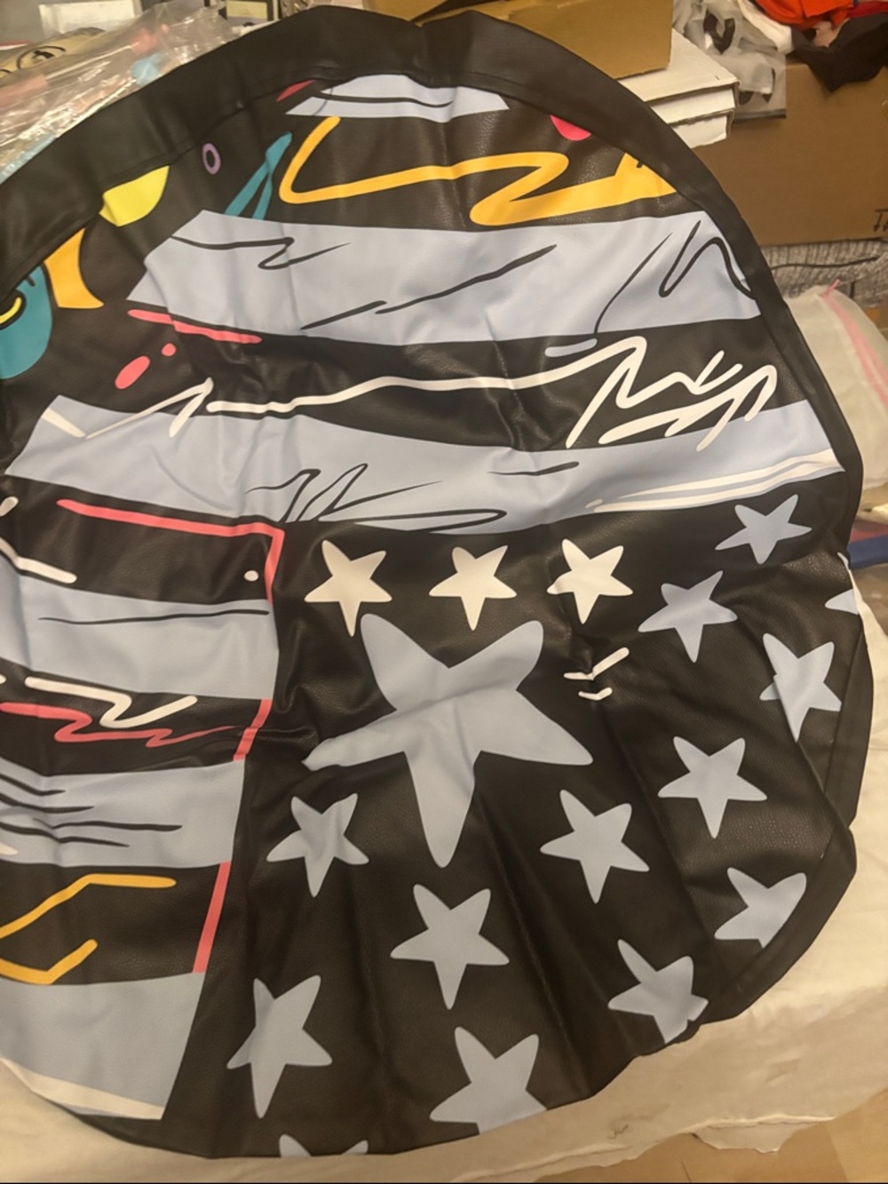 Moonet Black Faux Leather spare tire cover .Wheel soft cover 15” (27-29)L